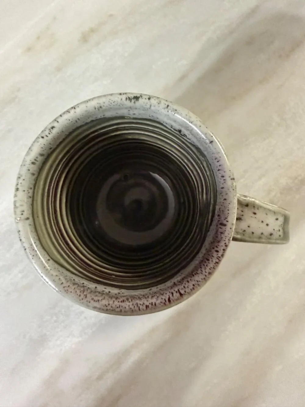 Handcrafted Ceramic Mug With Speckled Gray & Green Glaze